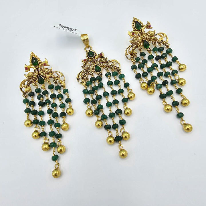 siLVER green pendant set