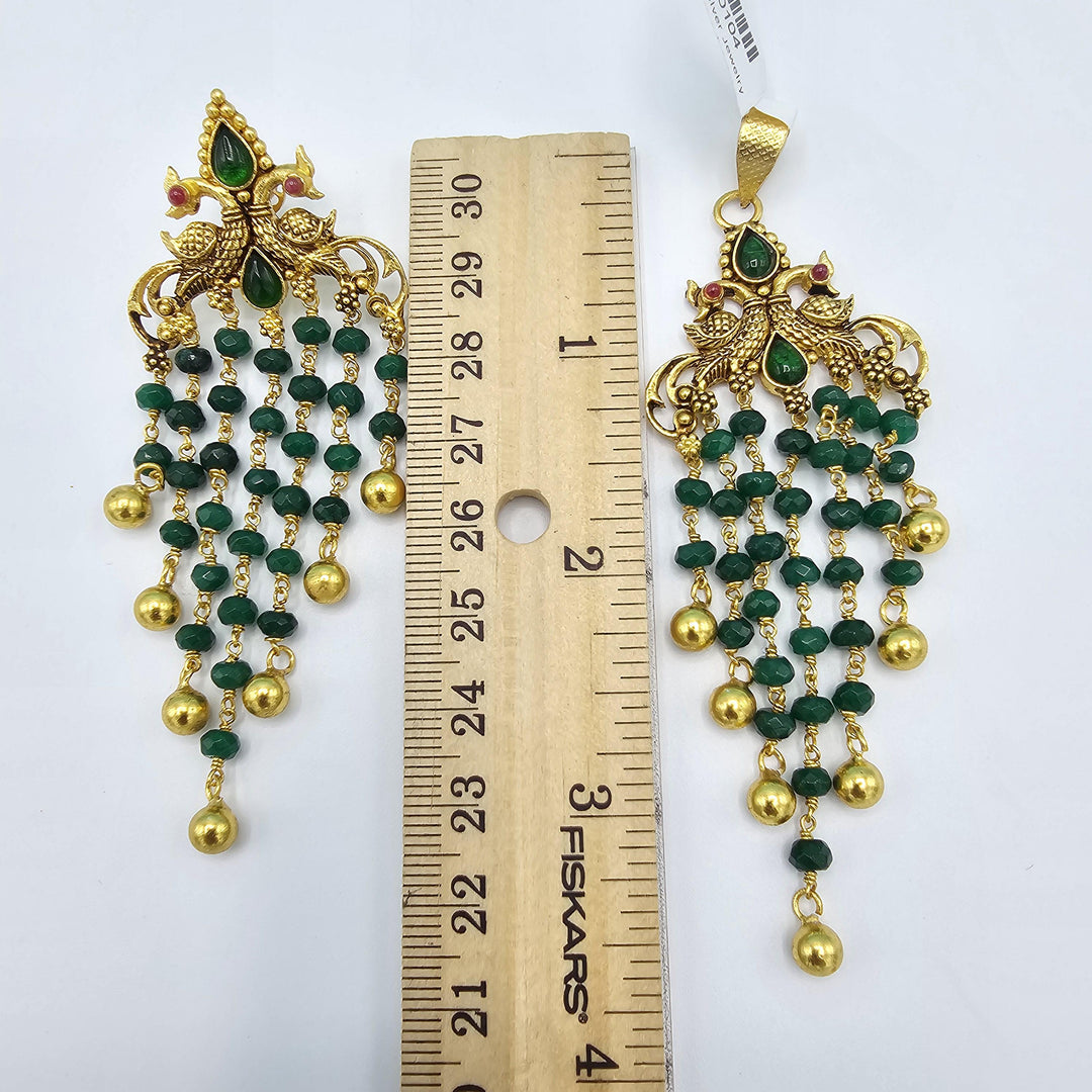 siLVER green pendant set