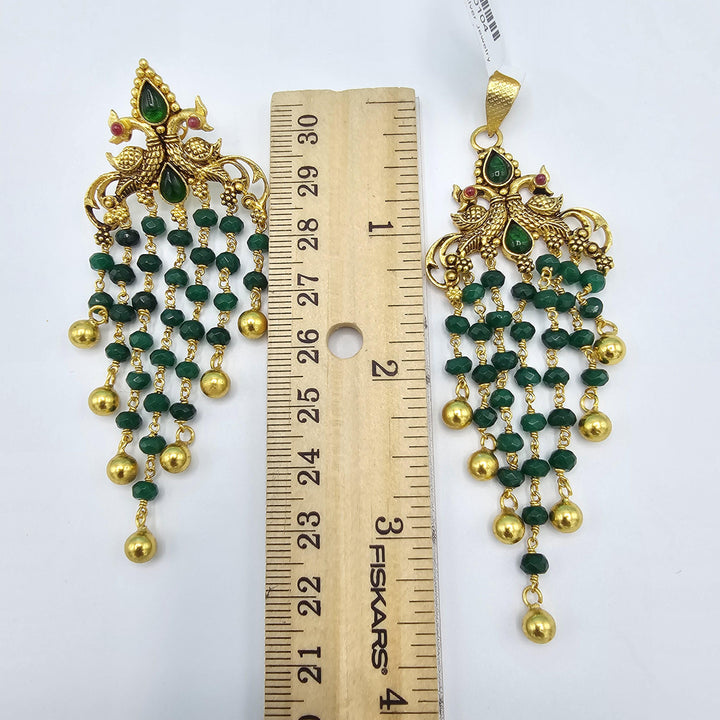 siLVER green pendant set