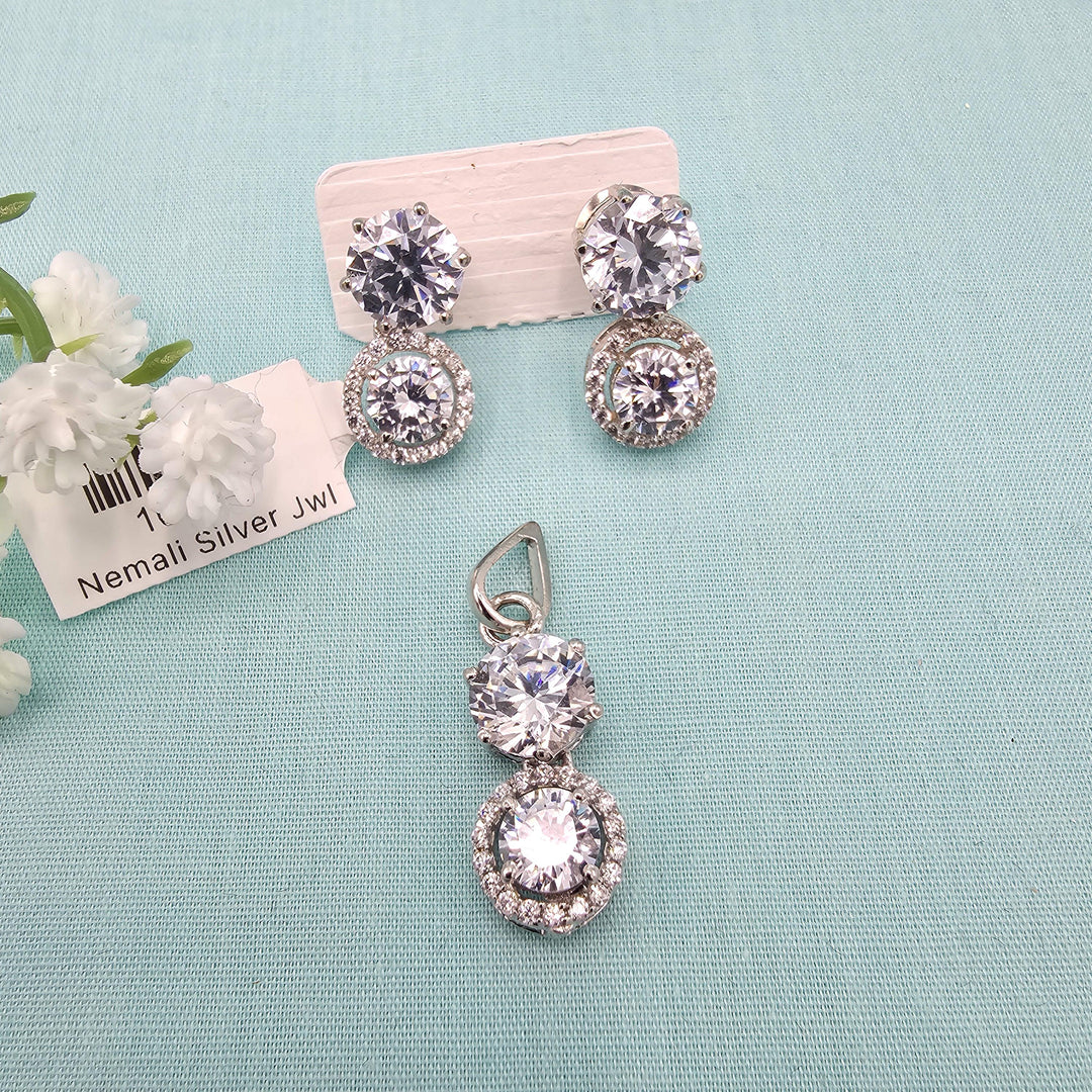 rhodium silver Pendant set