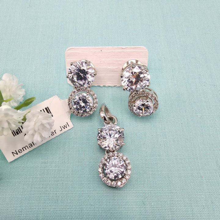 rhodium silver Pendant set