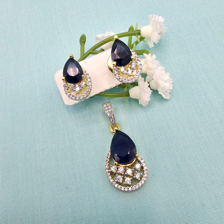 cz silver sapphire pendant