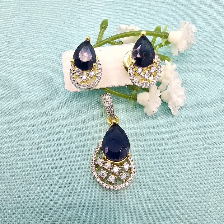cz silver sapphire pendant