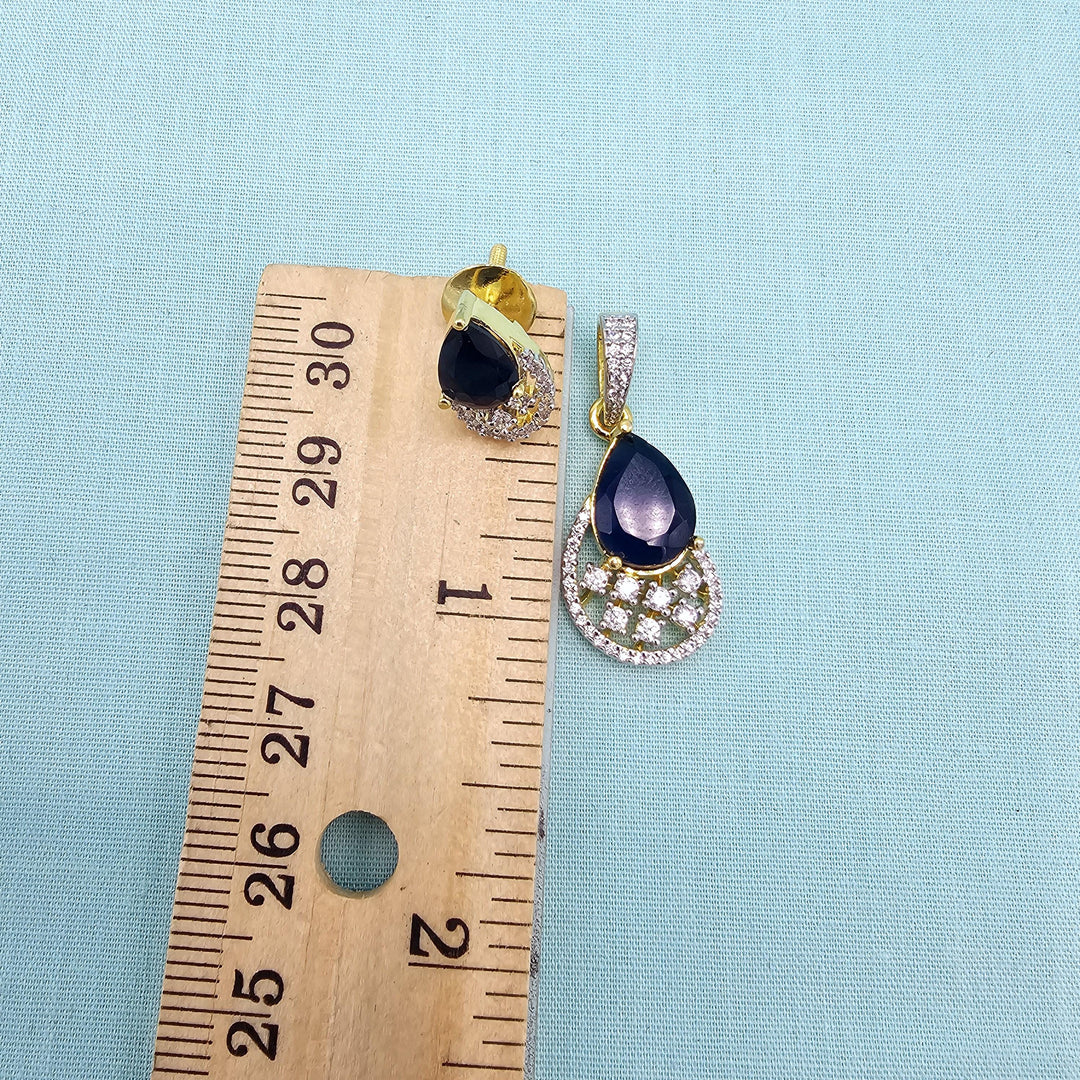 cz silver sapphire pendant