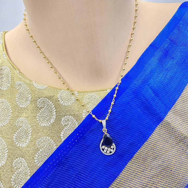 cz silver sapphire pendant