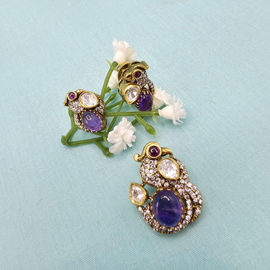 Amethyst silver Pendant set