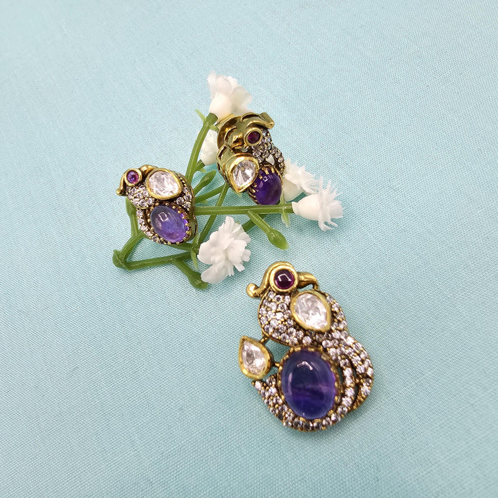 Amethyst silver Pendant set