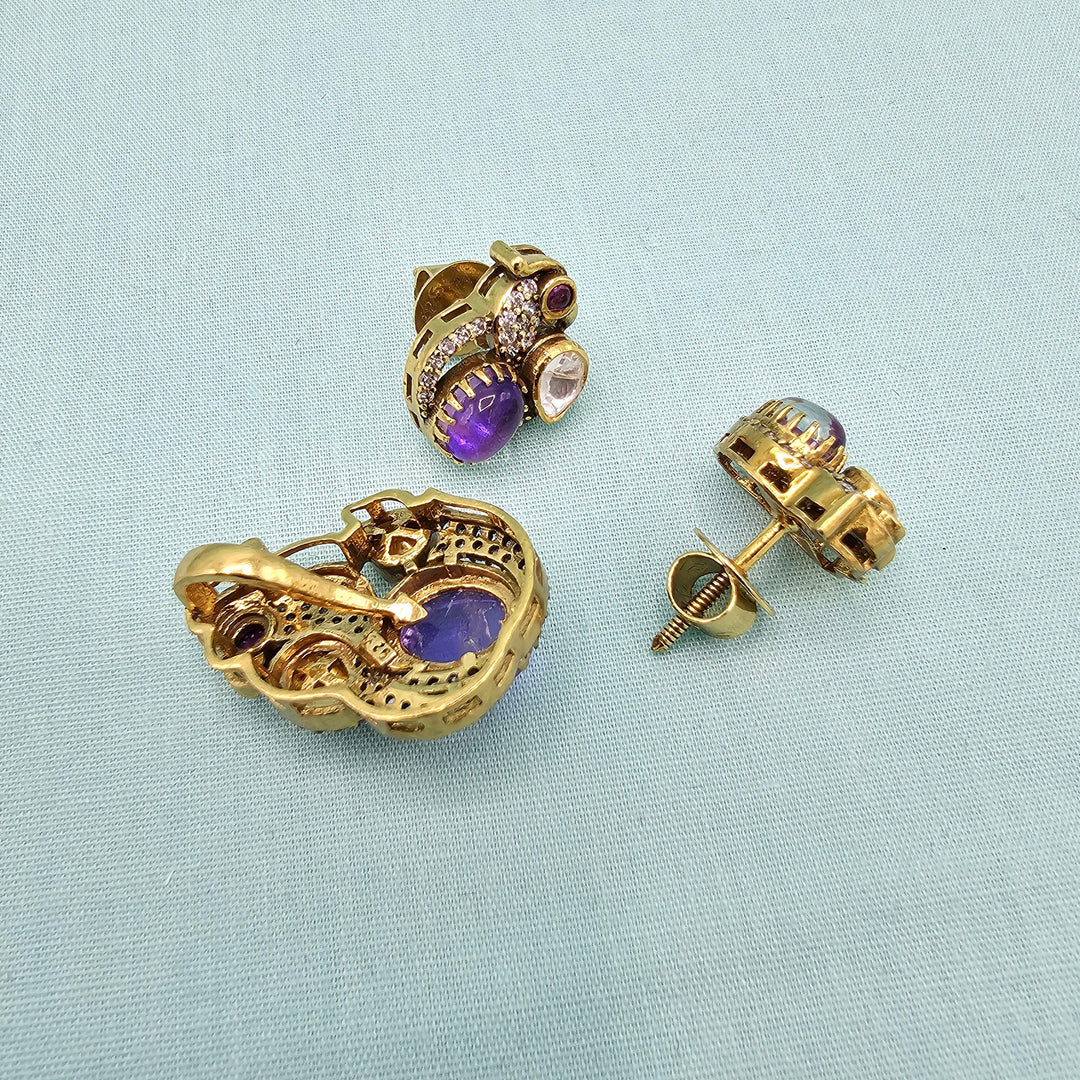 Amethyst silver Pendant set