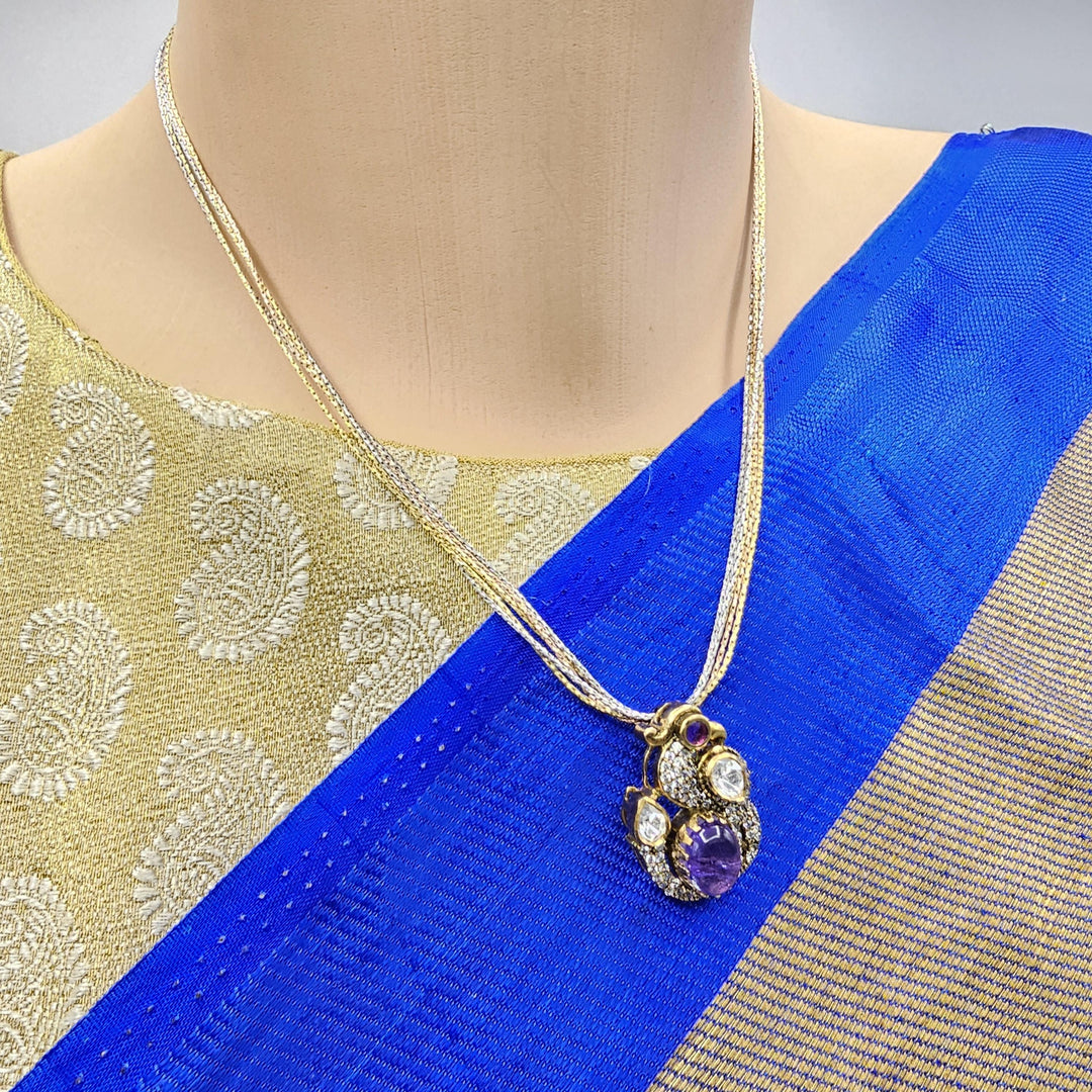 Amethyst silver Pendant set