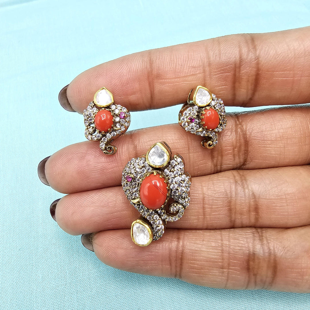Coral Moissanite pendants