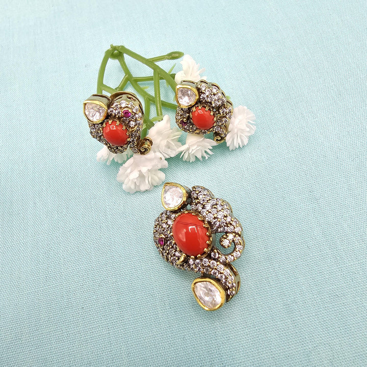 Coral Moissanite pendants