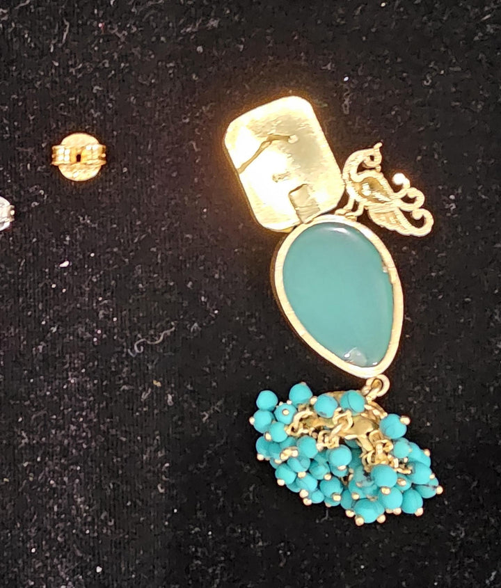 tEAL Cut stones EARRINGS.