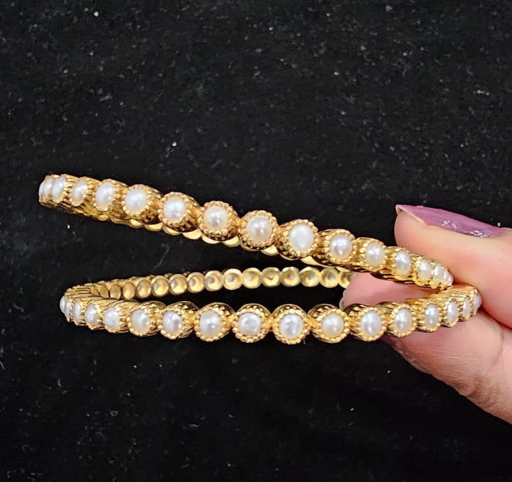 silver pearl Bangle set