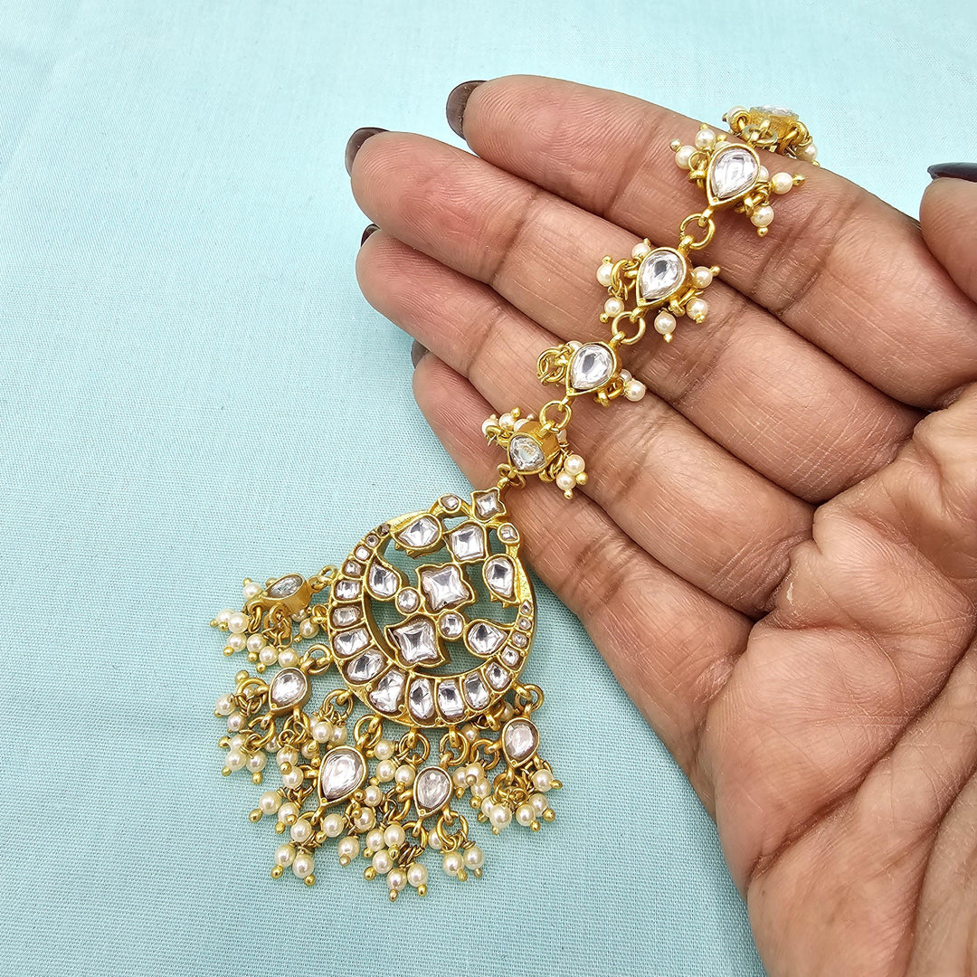Full white  Kundan Tikka