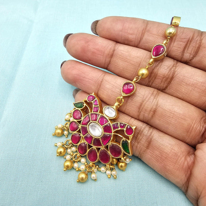 Pink kundan Tikka