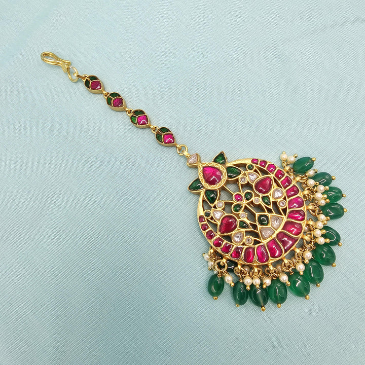 Green Kundan Tikka