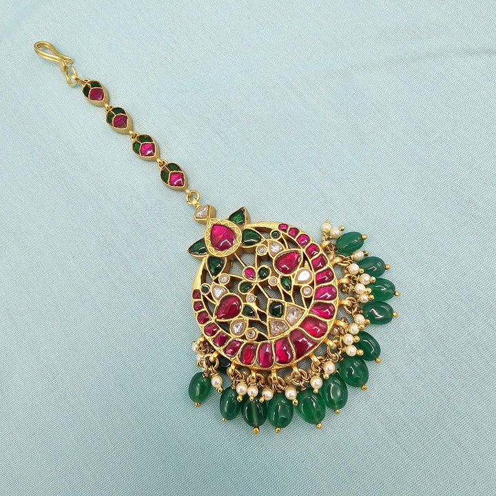 Green Kundan Tikka