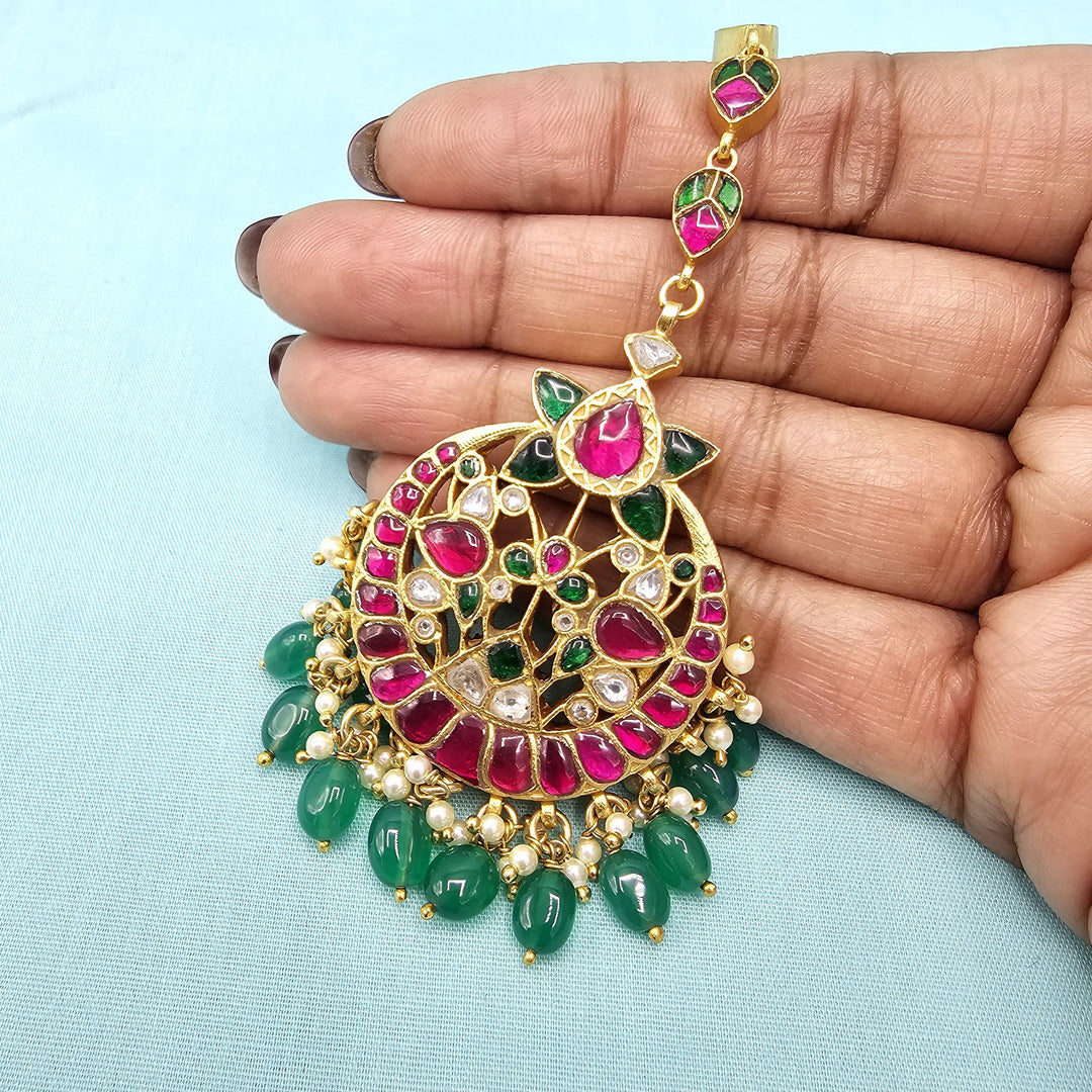 Green Kundan Tikka