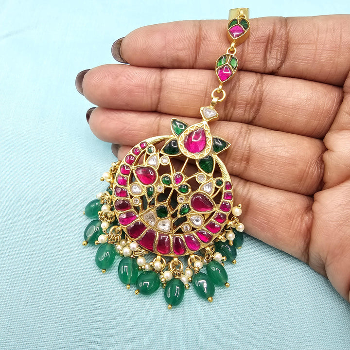 Green Kundan Tikka