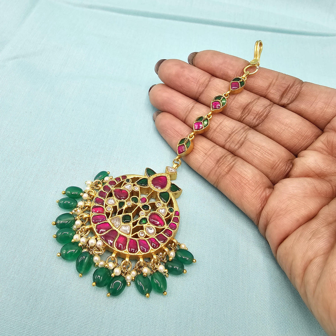 Green Kundan Tikka
