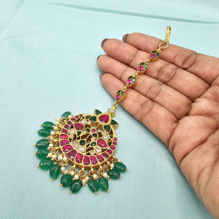 Green Kundan Tikka