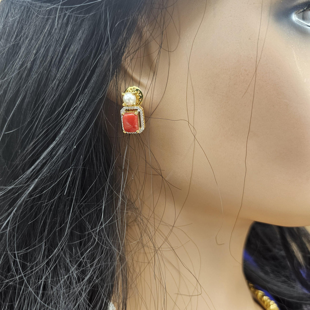 coral diamond rep necklace