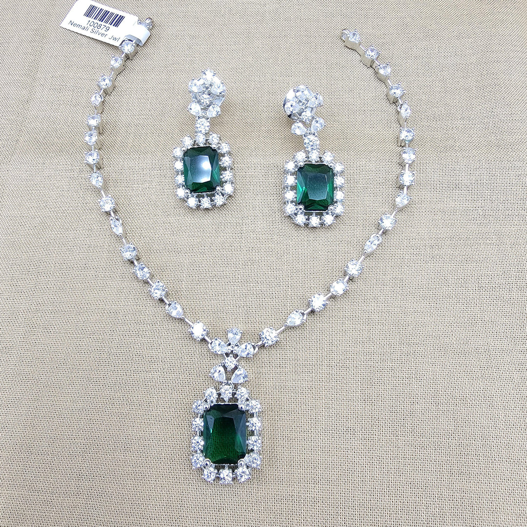 Emerald Rhodium set