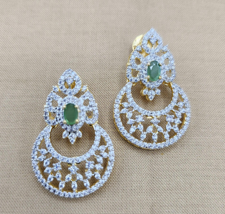 92.5 Silver Diamond Rep earrings, Party-wear Silver earring, Silver Jhumka, Premium Cz Bali, 92.5 Hallmark, Indian wedding jewelry.
