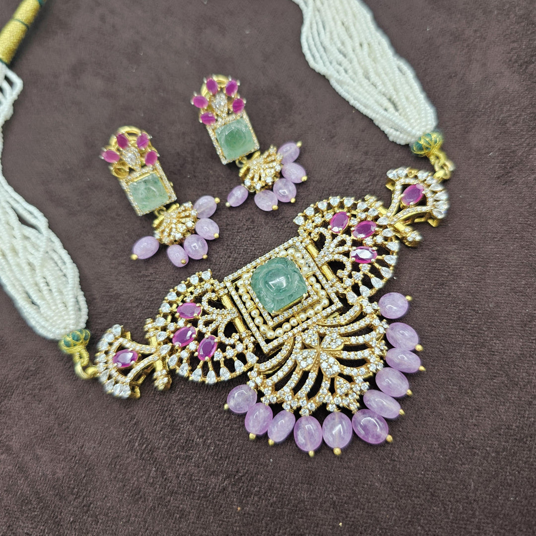 CZs Pastel color beads choker