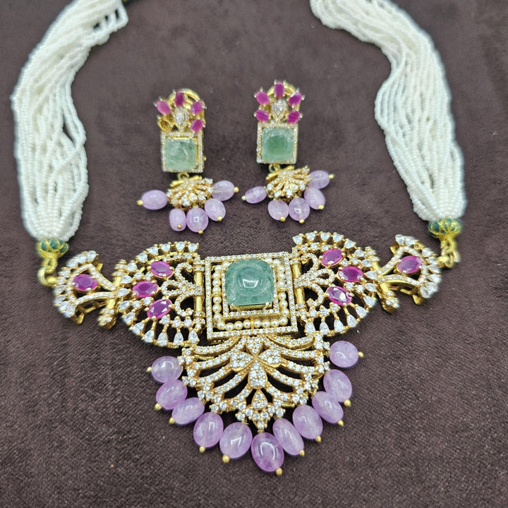 CZs Pastel color beads choker