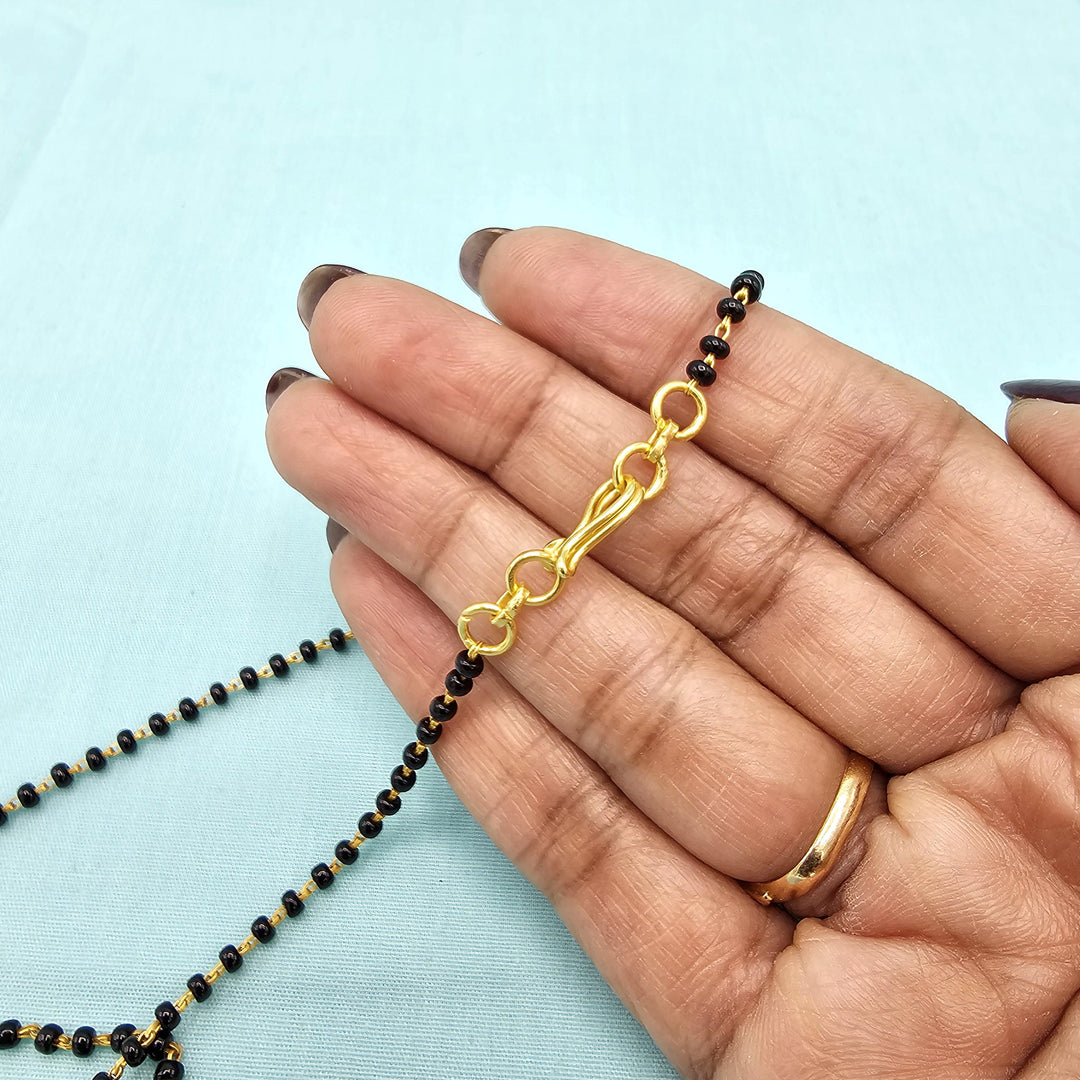 Silver 16" Black Beads