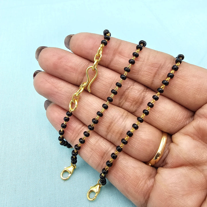 Silver 16" Black Beads