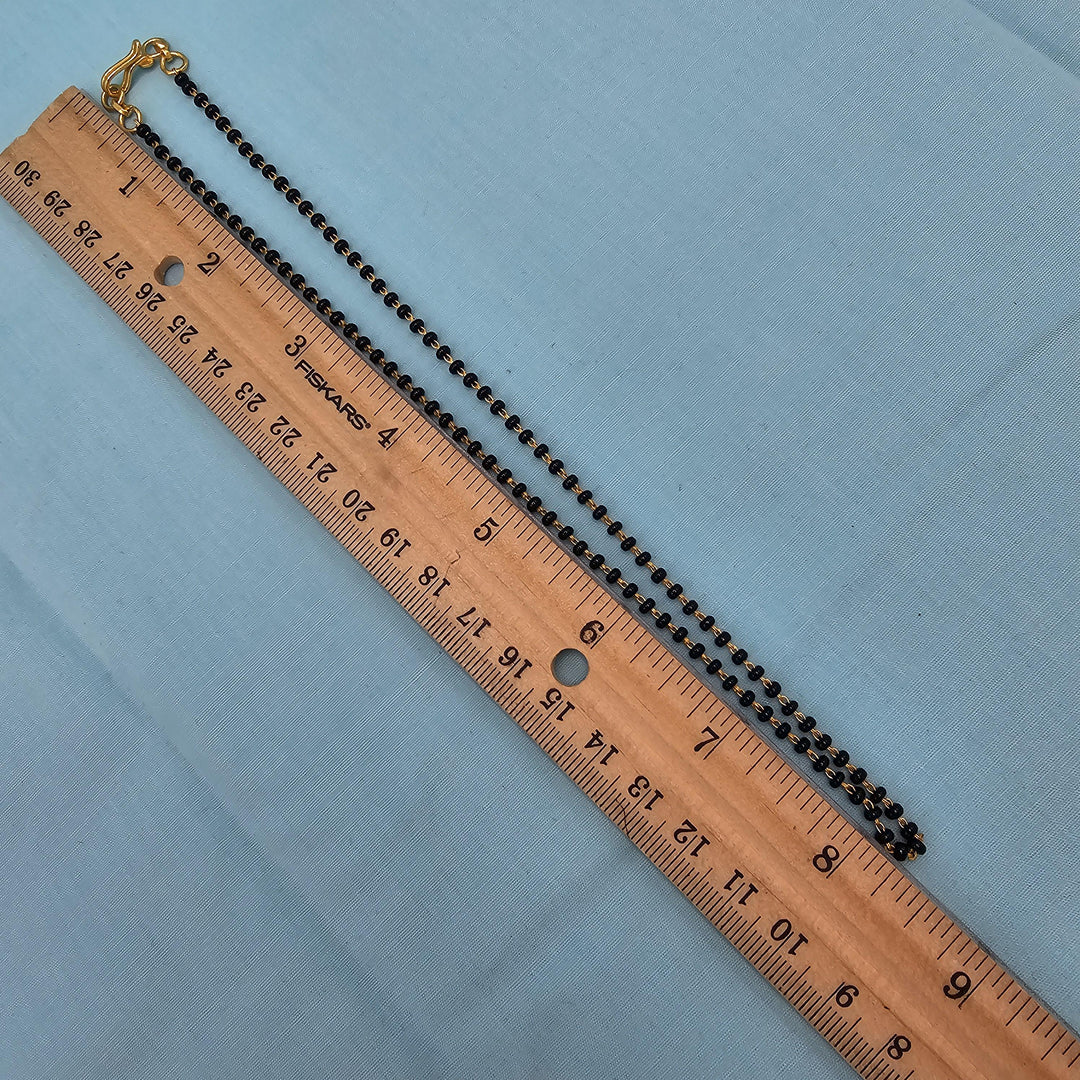 16" Silver black beads