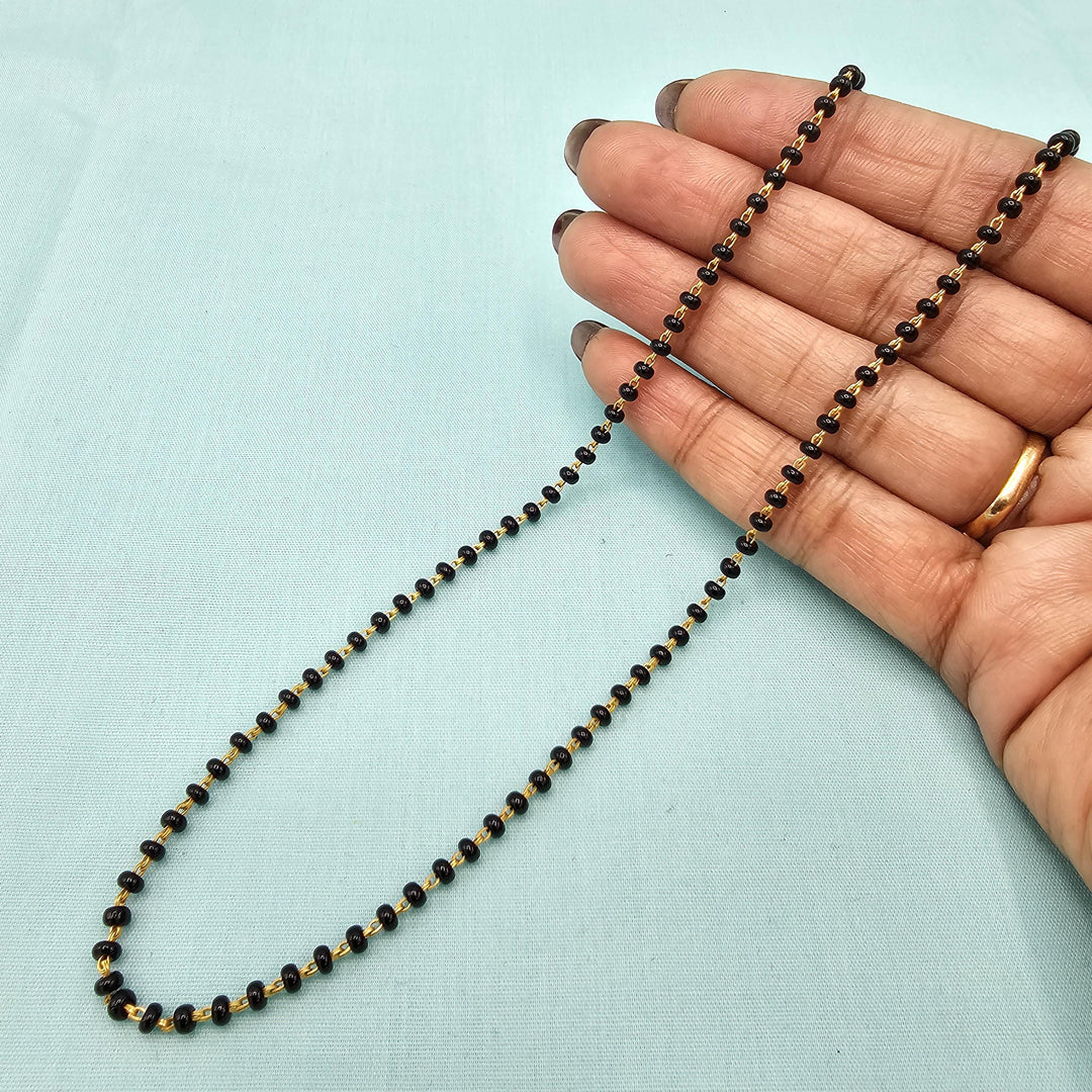 16" Silver black beads