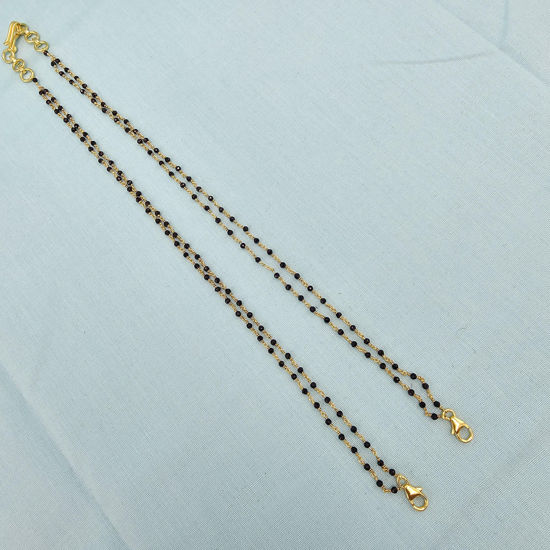 18" 2L Silver Black beads