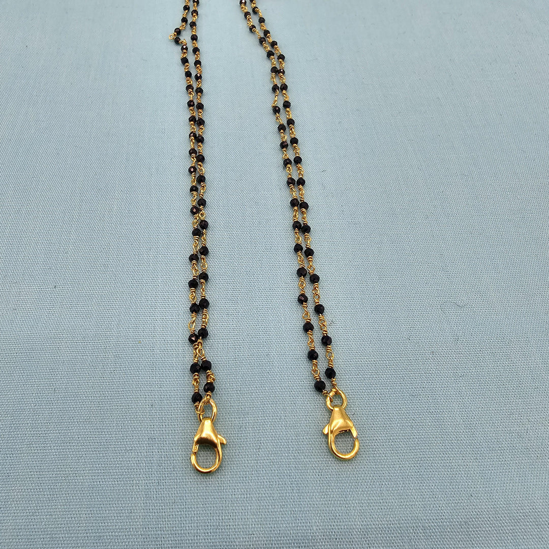 18" 2L Silver Black beads