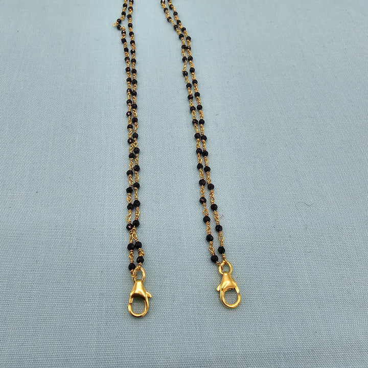 18" 2L Silver Black beads
