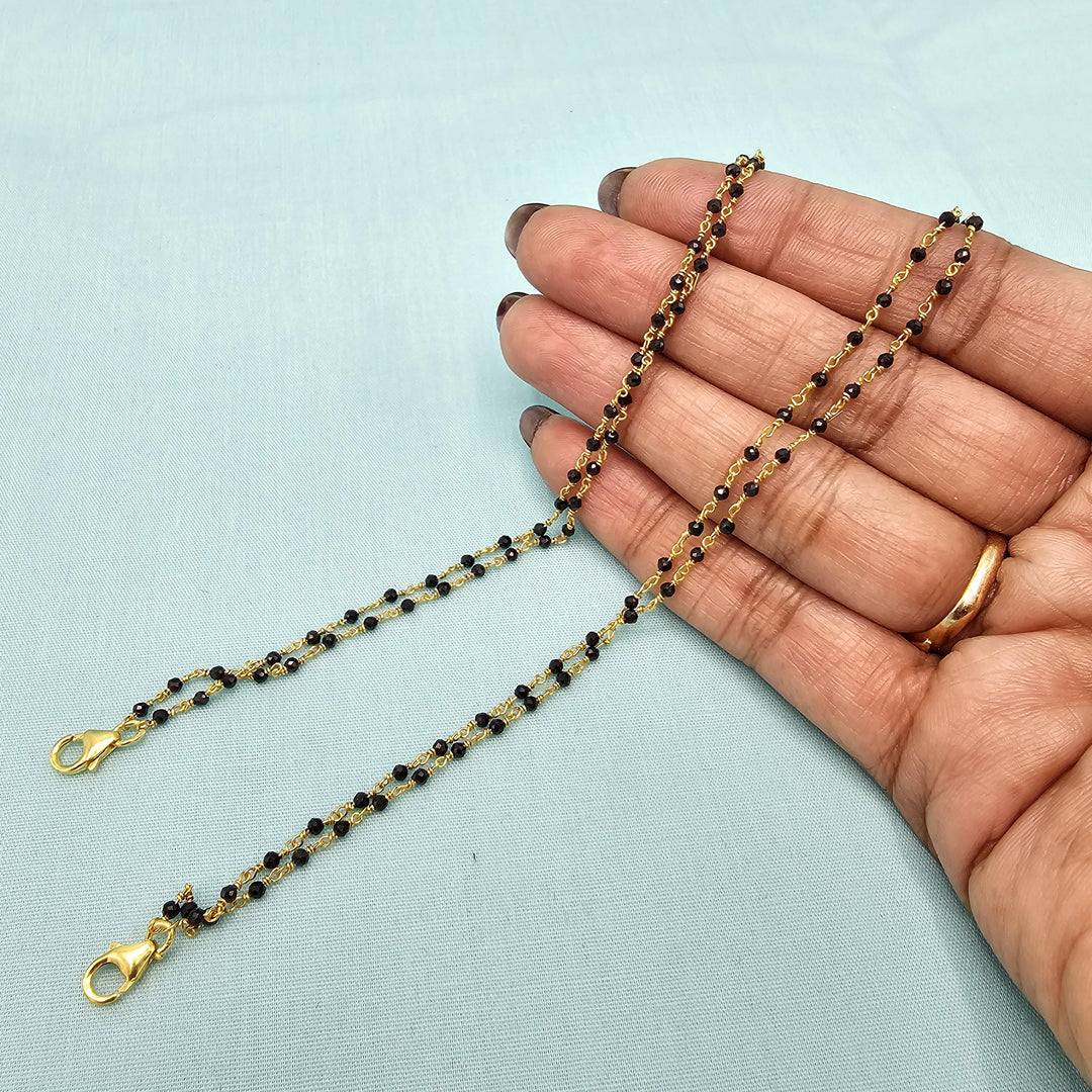 18" 2L Silver Black beads
