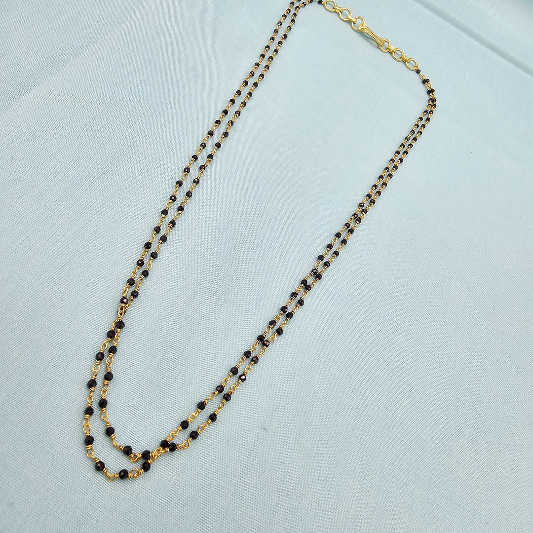 16" 2L Silver black beads