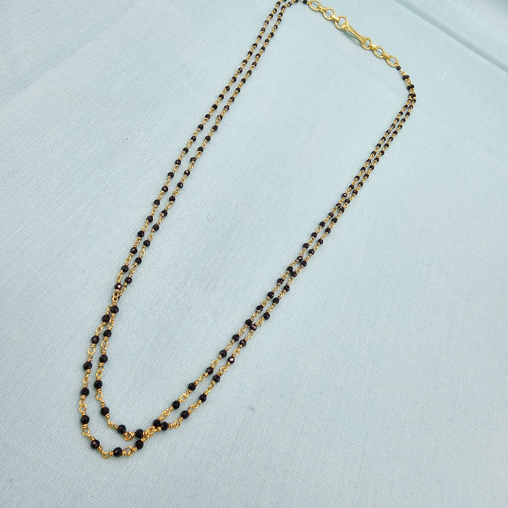 16" 2L Silver black beads
