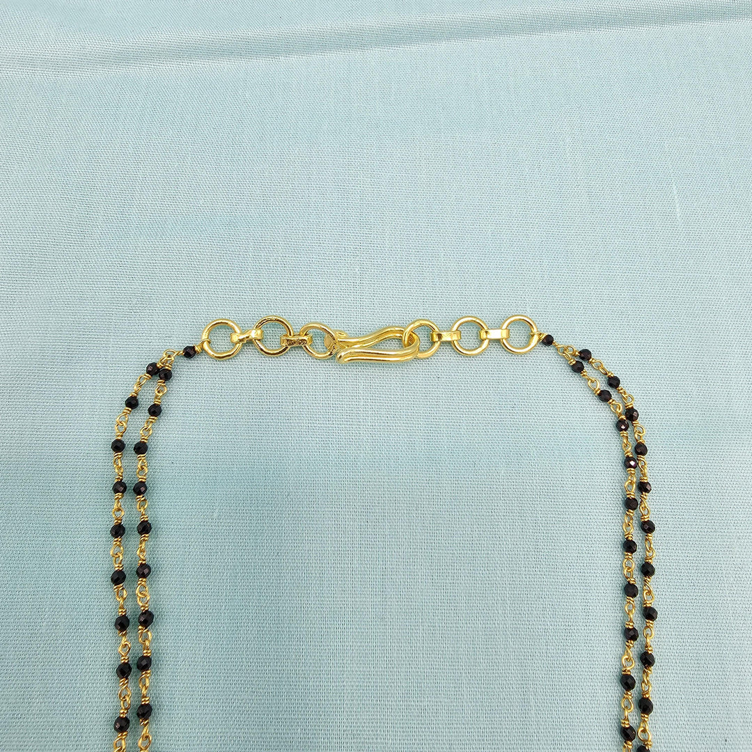 16" 2L Silver black beads