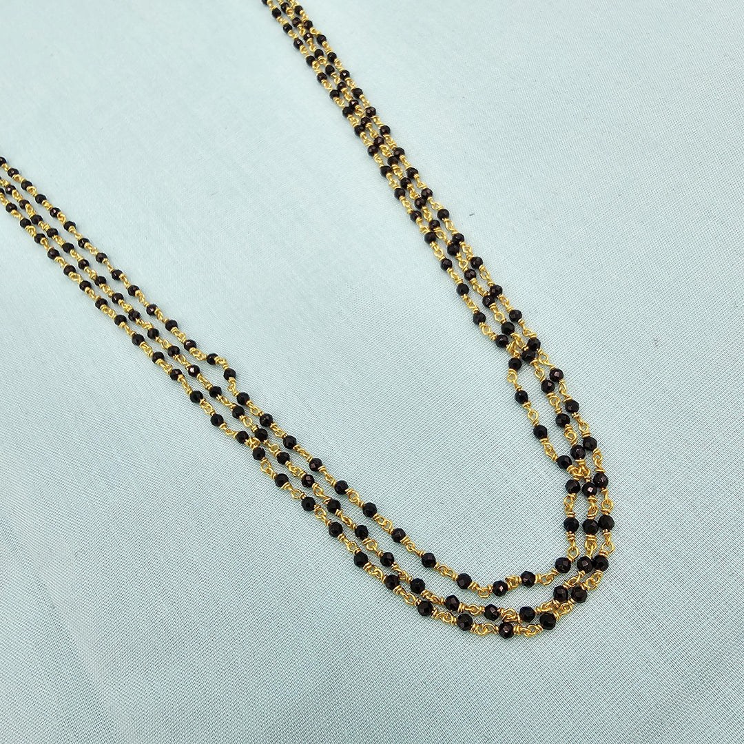 16" 3L silver Black beads