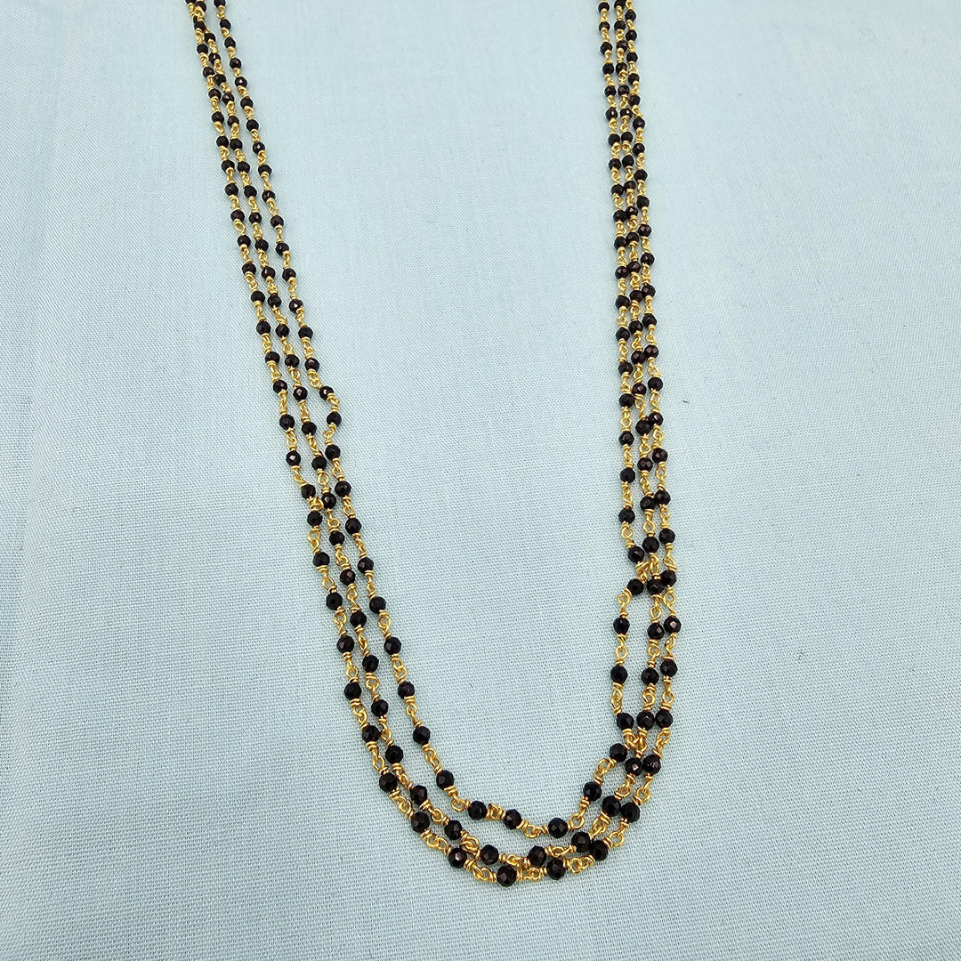 16" 3L silver Black beads