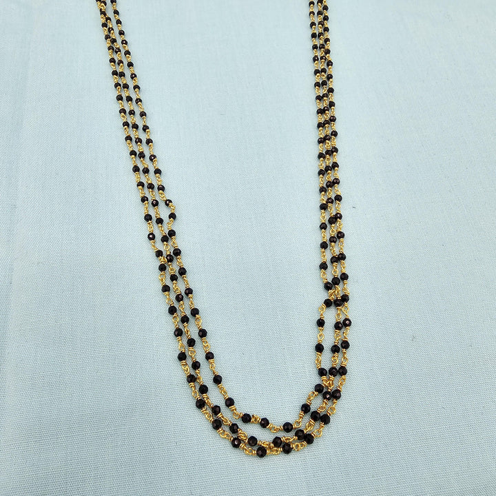 16" 3L silver Black beads