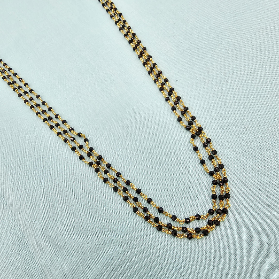 18" 3L Silver Black beads