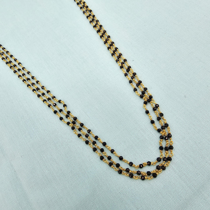 18" 3L Silver Black beads