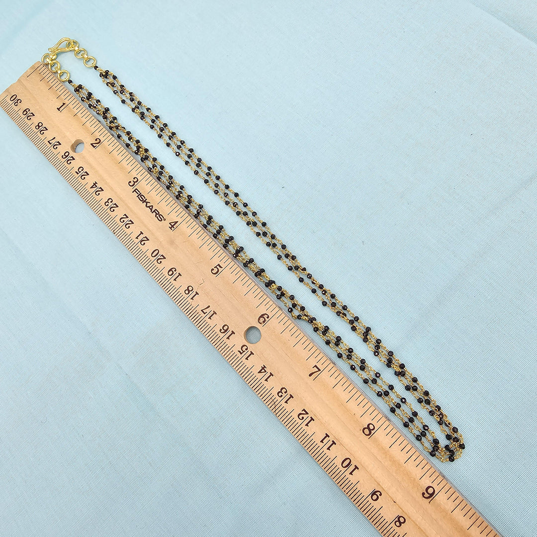 18" 3L Silver Black beads