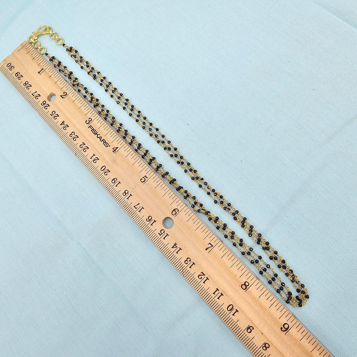 18" 3L Silver Black beads
