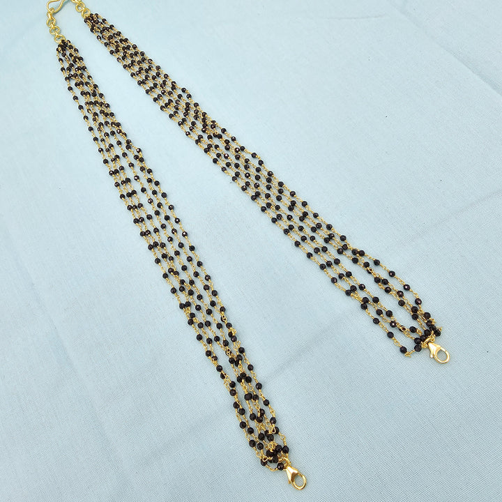 20" 6L Silver Black beads