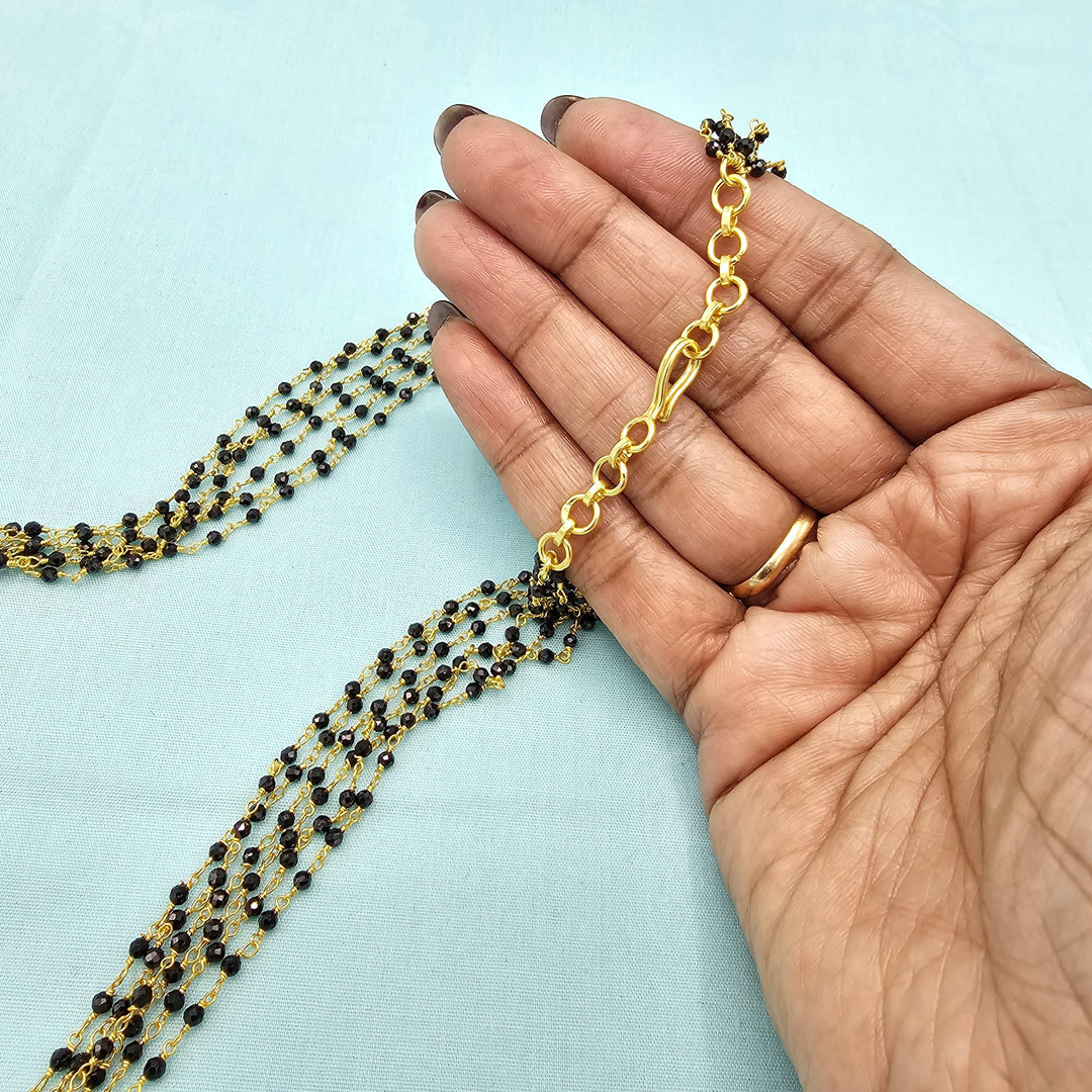 20" 6L Silver Black beads